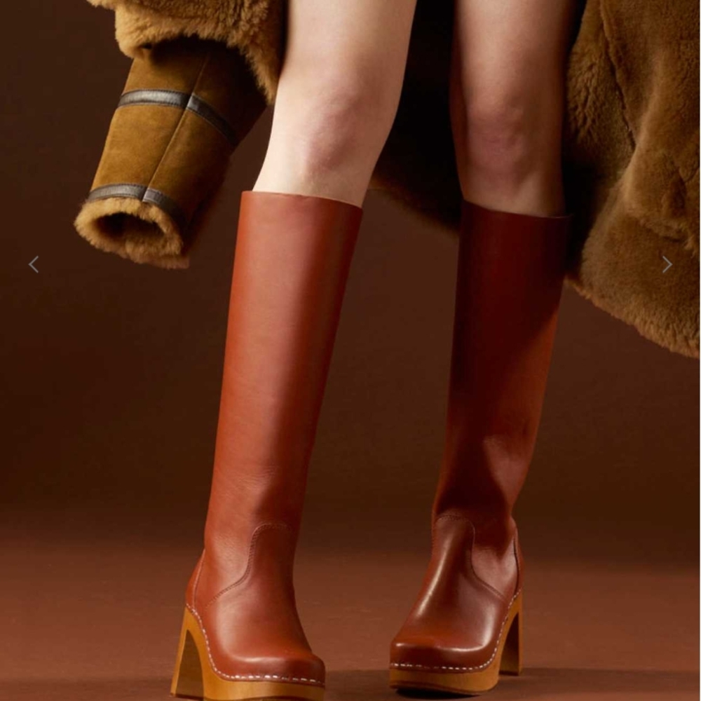 Swedish Hasbeens Tan Leather Heeled Boots